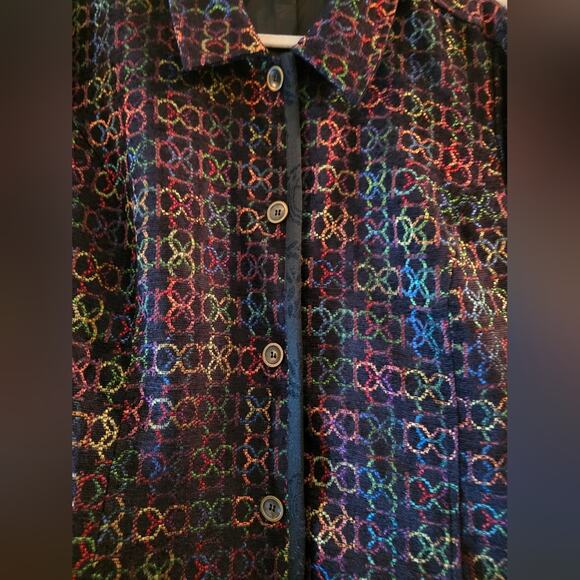 Vtg Womens Tapestry Feel Colorful Circle Print Suit Jacket Size 2X Boho Artistic - Picture 3 of 8